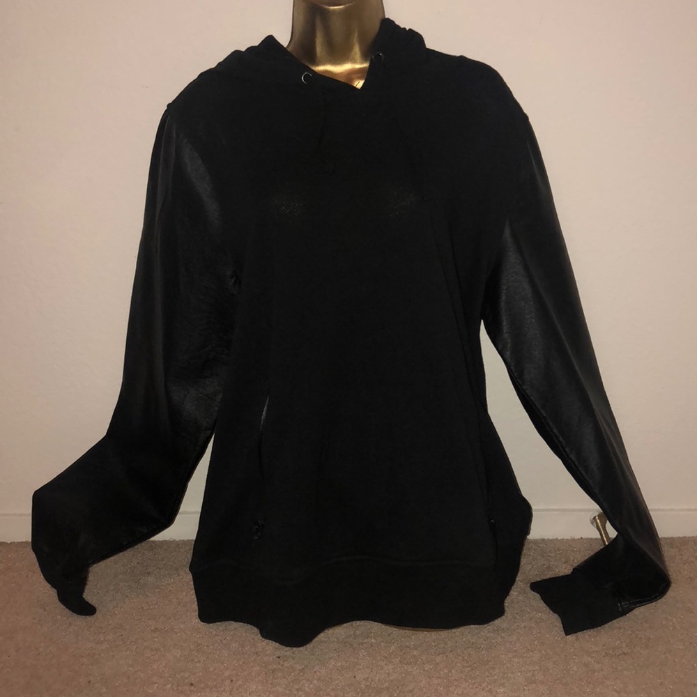 Brooklyn Cloth leather sleeve hoodie.